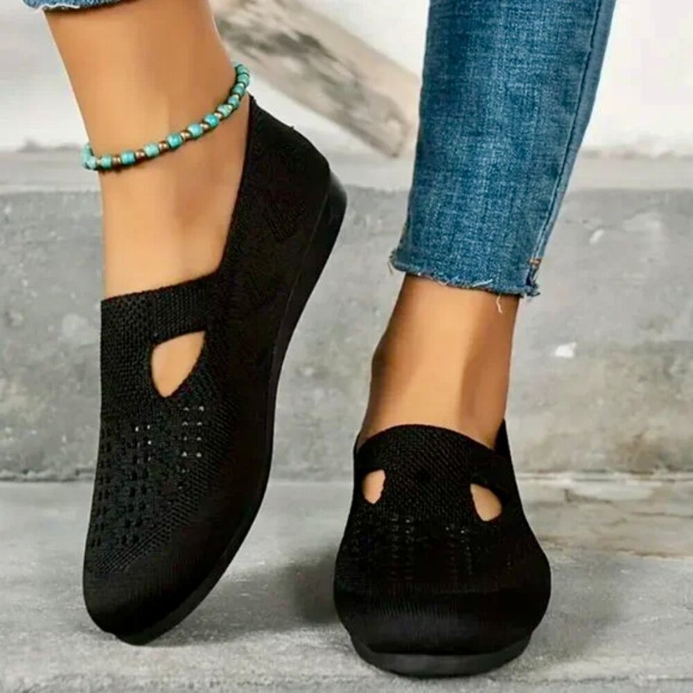 NIB! Comfy Flats Slip On Soft Sole Knited, Breathable, Lightweight Shoes ~Size 8